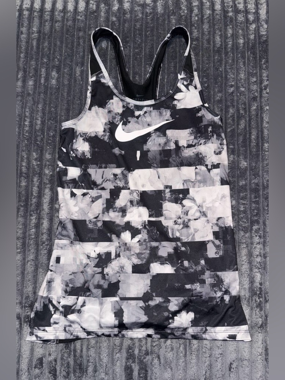 Nike Womens Tank Flower Jams Dri-Fit Racer Back Athletic Top  Size S